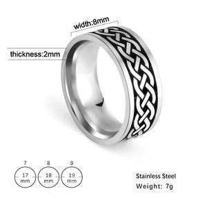 विंटेज सेल्टिक नॉट रिंग नॉर्डिक वाइकिंग क्रॉस लाइन नॉट फिंगर रिंग स्टेनलेस स्टील सामग्री आभूषण उत्तम युगल उपहार - Product Image 5