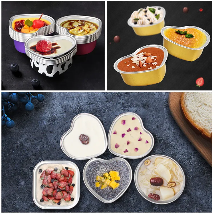 Takeaway Foil Container Takeaway Food Cup Disposable Pudding Dessert Container Silver Aluminum Foil Food Grade Microwavable Mini Size 125ml Cake Cup