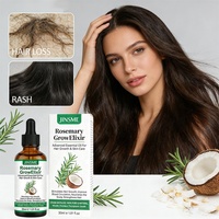 Sérum capillaire 2-en-1 à l'huile de coco et au thé aux herbes de romarin, formule OEM/ODM, favorise la croissance des cheveux, prévient la casse, répare les cheveux, 30 ml, végan