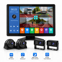 Sistema de Cámara para Vehículos con IA BSD de 10.1 Pulgadas, Monitor Cuádruple AHD de 4 Canales, Detección de Peatones, Kit de Monitoreo de Punto Ciego para Camiones y Autobuses