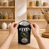 Schwarze Mylar-Beutel mit Klarsichtfenster Digitaldruck-Verpackung Wiederverschließbare Verpackungsbeutel Flexible Verpackungstaschen