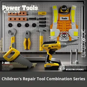 ชุดกล่องเครื่องมือสำหรับเด็กชุดของเล่น<span class=keywords><strong>ประ</strong></span>กอบสำหรับเด็กผู้ชายกล่องเจาะซ่อมแซมข้ามพรมแดนทำจากพลาสติกที่ทนทาน - Product Image 4