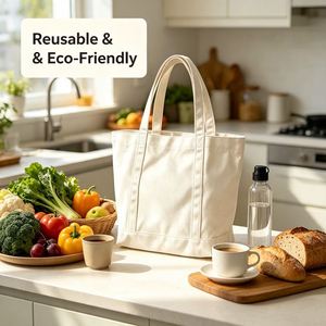 Sac fourre-tout en toile personnalisé, 8oz, 10oz, 12oz, 14oz, grande capacité, portable, réutilisable, pour le shopping, les voyages, l'usage quotidien - Product Image 2