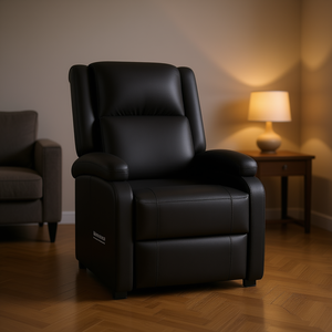 Fauteuil de massage en similicuir noir, massage complet du corps, à brancher, utilisation domestique, télécommande sans fil - Product Image 2