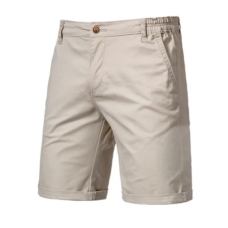 PMS-37 Summer new cotton casual shorts men's large size solid color straight slim fit 5-point short pants