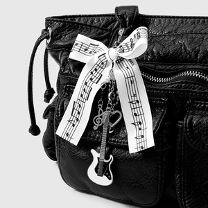 Muziekserie Zwart-wit notenlint strik sleutel gitaar ster sleutelhanger tas hanger beker hanger - Product Image 5