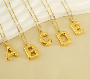 Hip Hop sólido acero inoxidable 18K oro PVD plateado impermeable burbuja alfabeto letra inicial colgante collares señoras Accesorios