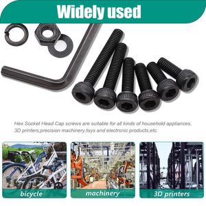 M3 Black Internal Hex Screw Nut Set 6 Sizes With Washers And Wrenches For Diy Projects - Product Image 3