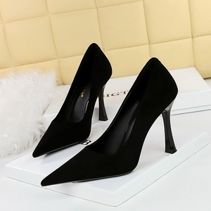 Wholesale Hot Sale Women's Suede Pointed Toe <b>Pumps</b>, Ultra High Champagne Glass Stiletto Heels - Product Image 1
