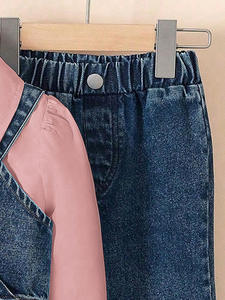 Ensemble de vêtements en <span class=keywords><strong>jean</strong></span> pour filles, automne-printemps, vêtements pour enfants, chemise à manches longues, gilet, <span class=keywords><strong>jean</strong></span>, vêtements cool de rue - Product Image 6