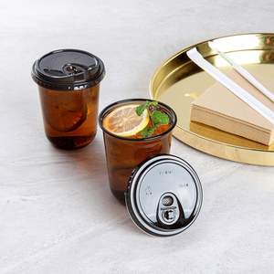 Custom Logo Single Wall 90mm 10-20oz Round Bottom Clear Ice Coffee <b>Plastic</b> <b>Cups</b> with Lids - Product Image 3