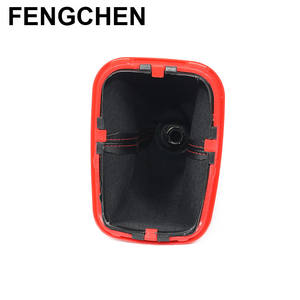 Housse de levier de vitesse avec pommeau pour Volkswagen Golf 4, transmission manuelle, trou de 12 mm, surpiqûres rouges, revêtement en cuir noir - Product Image 5