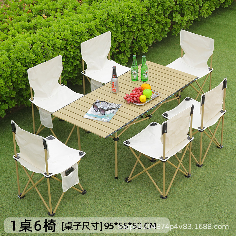 Table longue beige 95*55*50cm 6 chaises