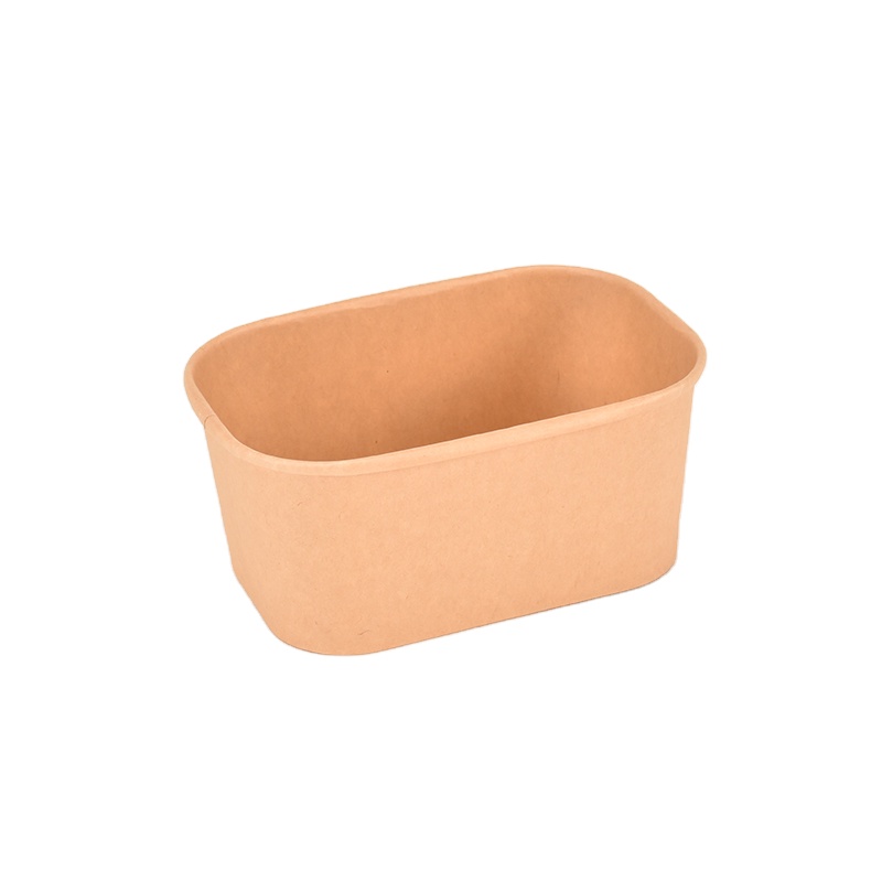 1000ml Kraft Paper Rectangular Soup Bowl Disposable Factory Plates & Bowls for Salad