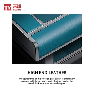 TIANYI TY-9024 High End Aluminum Alloy <b>Wall</b> Mount Detachable Pull-Out <b>Storage</b> <b>Baskets</b> Glass Leather Design for Bedroom Closets - Product Image 3