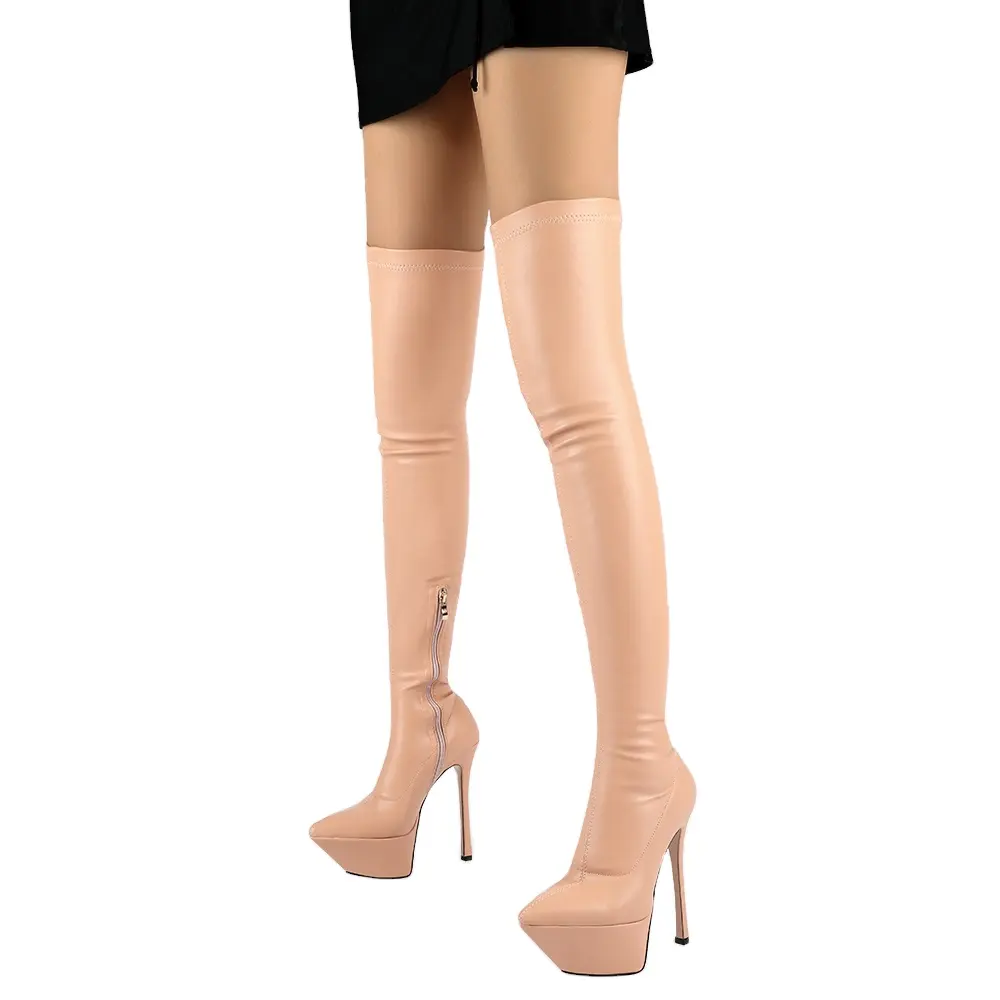 Factory Price Latex Bodysuit Fetish Thigh High Boot Sexy over the knee stiletto heel women boots