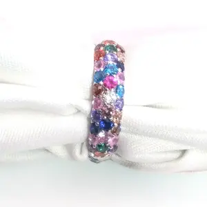 Moda renkli Cz gümüş kokteyl yüzüğü nişan yüzüğü