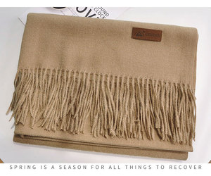 Écharpe grise en cachemire pour femme avec frange Écharpe d'hiver douce et chaude Écharpe de marque à la mode pour le temps froid - Product Image 4