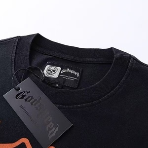 Camiseta Vintage Estampada de Algodón Puro de Manga Corta Estilo Urbano Casual Godspeed Verano Unisex de Corte Holgado - Product Image 4
