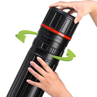 Foska Durable Dur PE Plastique Portable Noir Argent Blueprint Support De Stockage Tube avec Design Extensible De 64.5cm à 110cm
