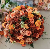 Décorations de mariage, boules de fleurs, roses en soie, décorations centrales, décorations de table, boules de fleurs orange, rose et marron