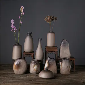 China Pottery Mini Small Flower Vases Traditional Chinese Retro Style Ceramic Vase Crude Pottery Handmade Ceramic Vases