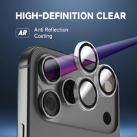 Protection d'objectif d'appareil photo en verre HD haute transparence en aluminium, film trempé pour caméra arrière pour iPhone 16 17 Pro Max