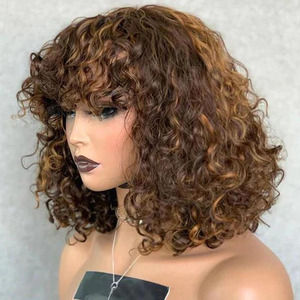 Pelucas de cabello humano rizado corto <span class=keywords><strong>Jennifer</strong></span> para mujer negra Pelucas Bob Onda de agua profunda Ninguno Pelucas delanteras de encaje con flequillo <span class=keywords><strong>8</strong></span> Inc - Product Image 3