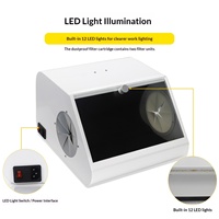 Boîte de collecte de poussière électrique pour laboratoire dentaire avec 12 lumières LED, filtre anti-poussière pour le meulage/le polissage/le sablage