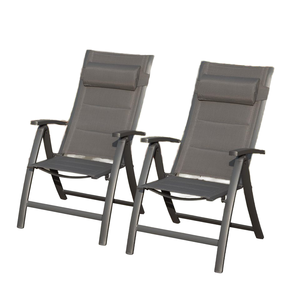 2 Pcs Outdoor Adjustable High Backrest Padded Textilene Fabric Portable Patio Folding <b>Chair</b> Reclining Camping Sun Loungers - Product Image 1