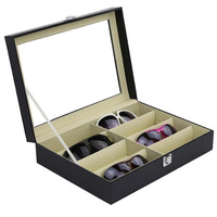 Stock luxe en cuir PU 8 lunettes boîte de rangement pour lunettes lunettes de soleil accessoires présentoir boîte cadeau boîte réutilisable
