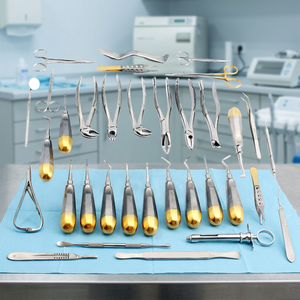 Kit de 74 Piezas de Instrumentos Manuales para Cirugía Oral y Dental, Elevadores y Pinzas de Extracción, CE Surtechs International, Empuñadura Ergonómica Plateada - Product Image 3