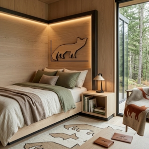 Una placa de pared de madera maciza con la forma de una silueta de zorro, la elección perfecta para una decoración inspirada en la naturaleza que combina encanto rústico. - Product Image 2
