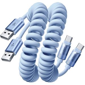 Lisen สายชาร์จเร็ว<span class=keywords><strong>แบ</strong></span>บขดสาย USB C สายสปริงดึงกลับสายข้อมูลสำหรับรถยน<span class=keywords><strong>ต</strong></span>์แอนดรอยด์ออโต้ <span class=keywords><strong>iPhone</strong></span> 17 16 Samsung S25 - Product Image 1