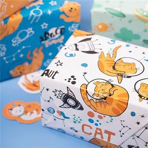 Folded Flat <b>Wrapping</b> <b>Paper</b> Sheet <b>Cats</b> Design with Gift Tags - Product Image 6