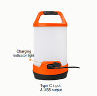 Lampes de camping LED hybrides portables rechargeables Type-C IP65 1000LM à intensité variable pour utilisation en extérieur en tente