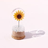 Mini cúpula decorativa de borosilicato transparente soplada a mano con decoración del hogar Europa arte popular girasol ecológico