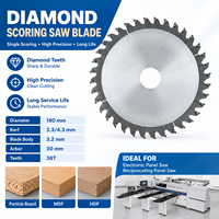 Lame de scie diamantée 180 mm 36T, lame de découpe industrielle pour scie à panneaux alternative, pour la découpe de panneaux de particules, MDF, HDF