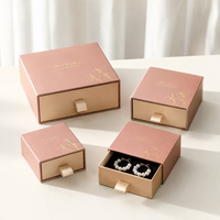 Boîte cadeau de luxe écologique rigide de style tiroir avec logo personnalisé pour l'emballage de boucles d'oreilles, bagues, colliers et montres