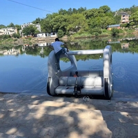 Bateau ponton gonflable en PVC avec moteur, plateforme flottante pour jeux aquatiques, idéal pour lac, mer et station balnéaire