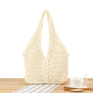 Nuova Borsa Intrecciata <span class=keywords><strong>a</strong></span> <span class=keywords><strong>Mano</strong></span> in Paglia per Donna, Design all'Ingrosso, Casual con Manico, Fodera in Poliestere, per Vacanze, Viaggi e Spiaggia - Product Image 5