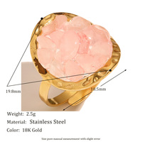 Bague en Pierre Naturelle Irrégulière, Acier Inoxydable Étanche, Pierre Précieuse Brute, Améthyste, Quartz Rose, Ajustable