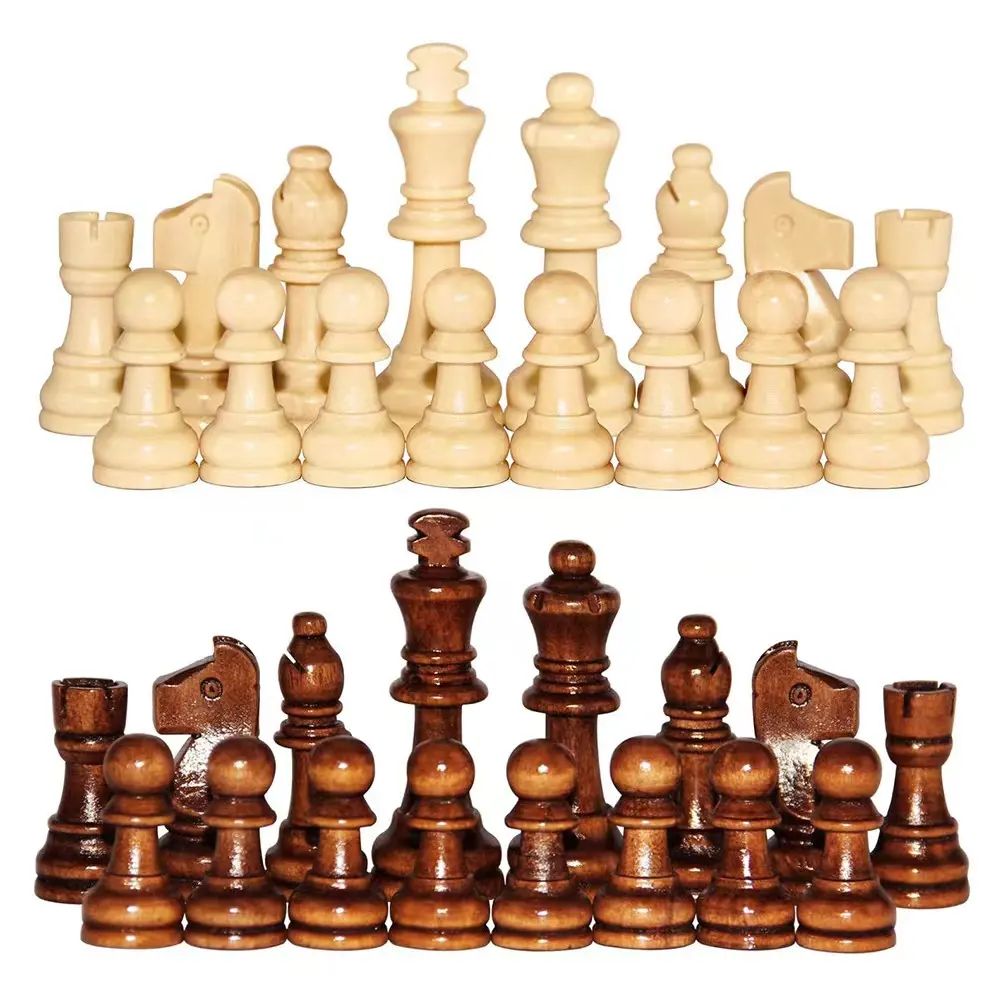 Pièce d'échecs en bois de haute qualité International Standard Tournoi Chessmen pions d'échecs en bois pour adultes et enfants