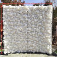 Mur de fleurs artificielles 3D 5D enroulable en soie, roses roses et fleurs blanches, toile de fond décorative de luxe pour la vente en gros