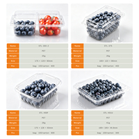 Boîte alimentaire jetable transparente en PET avec couvercle ventilé pour myrtilles, cerises, tomates, fraises, fruits, supermarchés, vente au détail, vente en gros