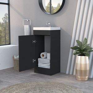 Black Rectangle Bathroom Vanity With Ceramic Basin <b>Floor</b> <b>Standing</b> Modern Design Painted - Product Image 4