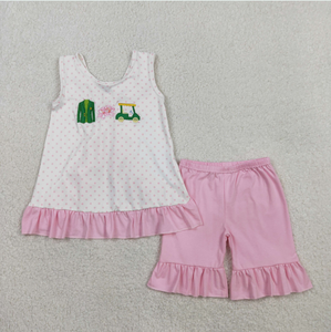 ชุดเสื้อผ้าเด็กชายหญิงลายปักกอล์ฟทรัคกิ้ง กางเกงขาสั้น - Product Image 3