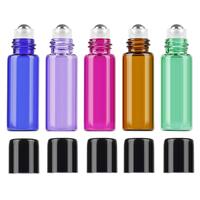 Flacons roll-on vides en verre pour huiles essentielles, parfums, échantillons de baumes à lèvres et cosmétiques – 1ml, 2ml, 3ml – Couleurs : Violet/Rose/Ambre/Vert/Bleu