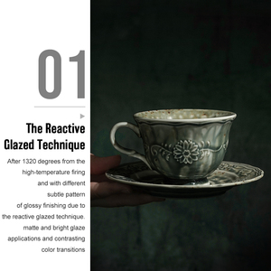 Set di Tazze da Espresso in Ceramica Vintage di Alta Qualità ed Ecologiche, 100ML, con Piattino, per Caffetteria - Product Image 3