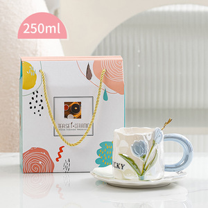 Tazza di <span class=keywords><strong>tulipano</strong></span> in ceramica a fiore 3D per tè fatto a mano per il giorno dell'insegnante regalo di compleanno da donna tazze in ceramica - Product Image 6